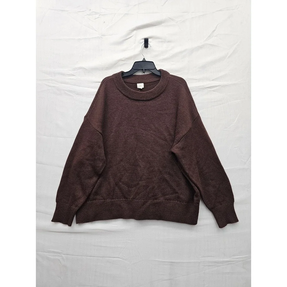 A New Day Womens‎ Relaxed Pullover Sweater Brown Poly Blend Size 2XL Casual